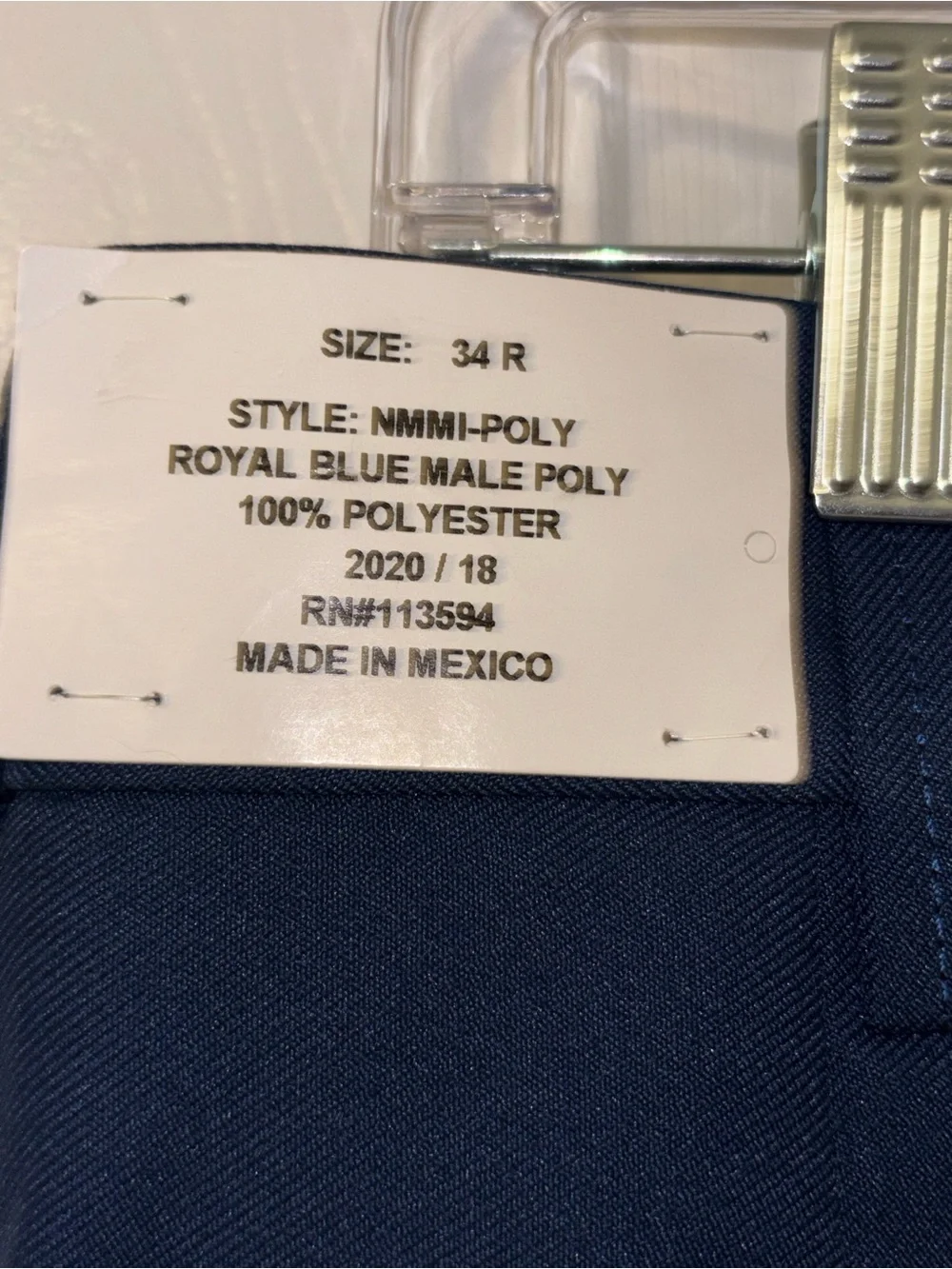 NWT Authorized Hanover Uniform Co. Military Dress Pants Size 34R Unhemmed